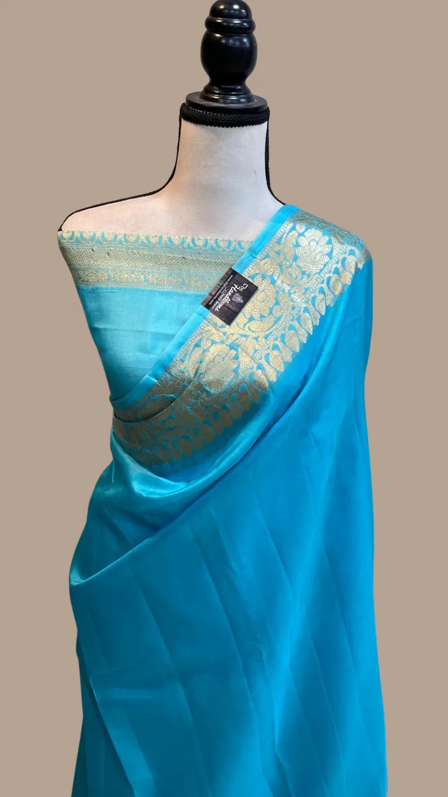 Handcrafted Katan Silk Saree with Traditional Jacquard Border Detailing